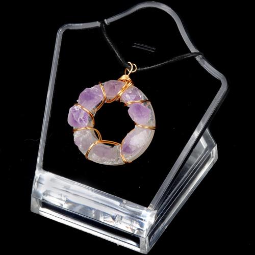 Quartz Gemstone Pendants Amethyst with Iron DIY Sold By PC