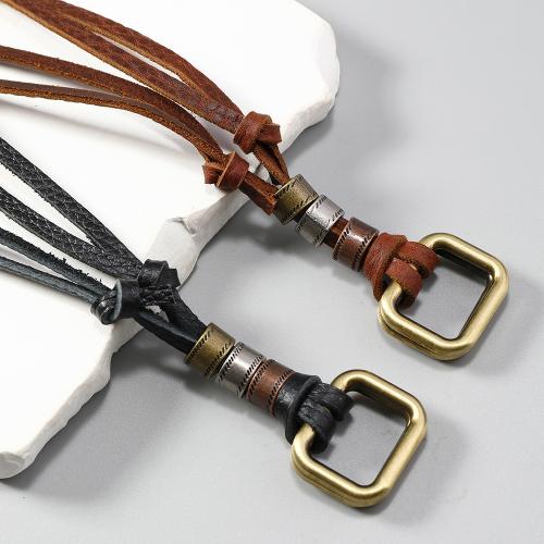 Sweater Chain Necklace Cowhide with Zinc Alloy handmade fashion jewelry & Unisex Sold By PC