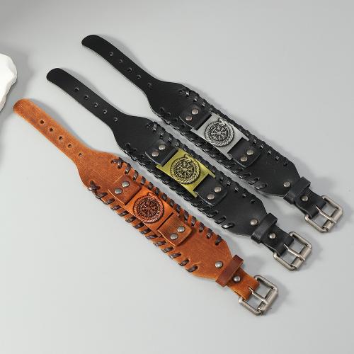 Cowhide Bracelet with PU Leather & Iron & Zinc Alloy handmade fashion jewelry & for man Sold By PC