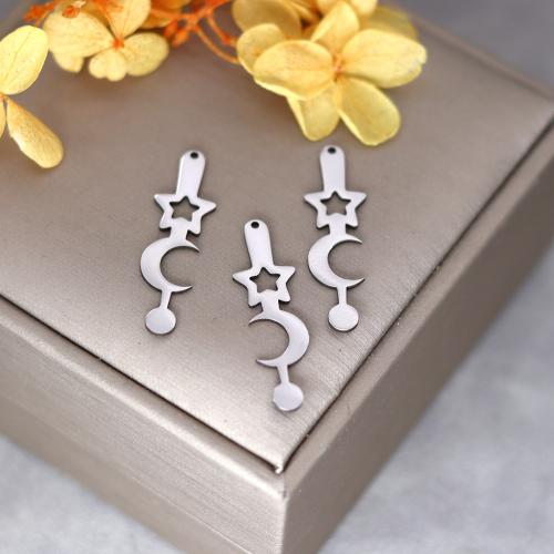 Stainless Steel Pendants 304 Stainless Steel Moon and Star plated DIY & hollow original color Sold By PC