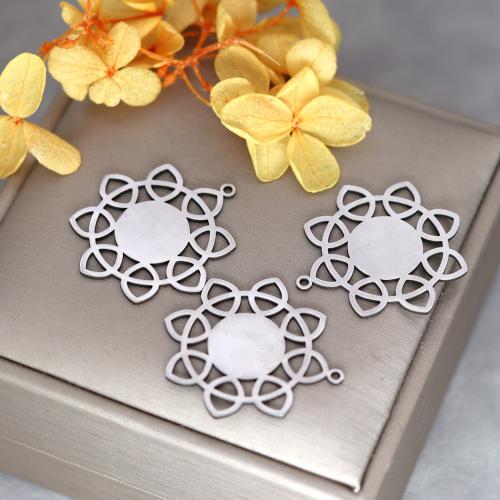 Stainless Steel Pendants 304 Stainless Steel Flower plated DIY & hollow original color Sold By PC