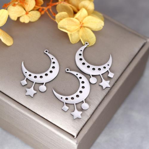 Stainless Steel Pendants 304 Stainless Steel Moon and Star plated DIY & hollow original color Sold By PC