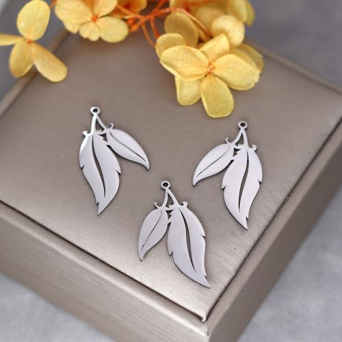 Stainless Steel Pendants 304 Stainless Steel Leaf plated DIY & hollow original color Sold By PC