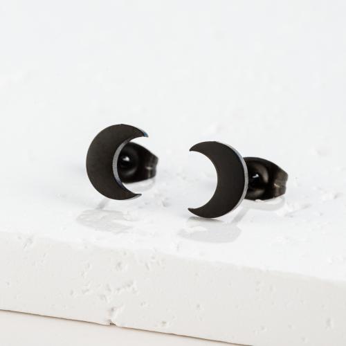 Stainless Steel Stud Earrings 304 Stainless Steel Moon plated fashion jewelry & Unisex Sold By Pair