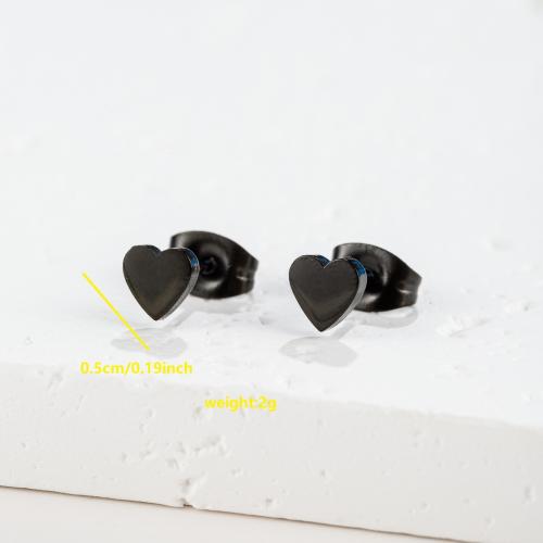 Stainless Steel Stud Earrings 304 Stainless Steel Heart plated fashion jewelry & Unisex Sold By Pair