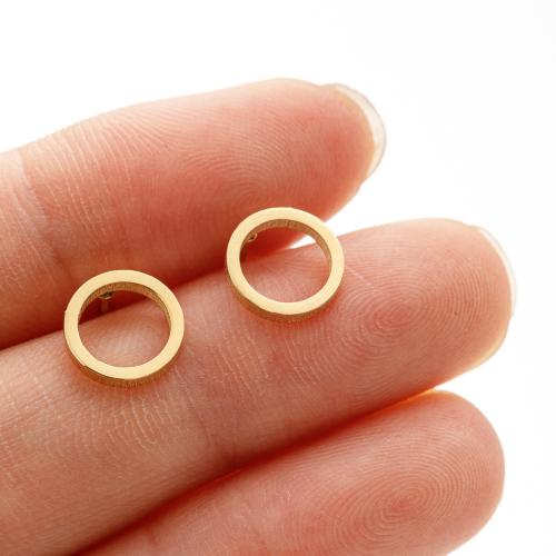 Stainless Steel Stud Earrings 304 Stainless Steel Round plated fashion jewelry & for woman & hollow Sold By Pair