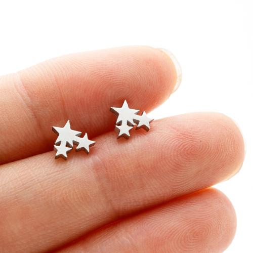 Stainless Steel Stud Earrings 304 Stainless Steel Star plated fashion jewelry & Unisex Sold By Pair