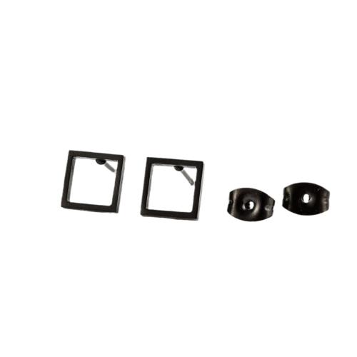 Stainless Steel Stud Earrings 304 Stainless Steel Square plated fashion jewelry & for woman & hollow Sold By Pair