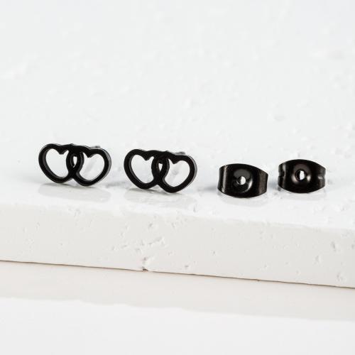 Stainless Steel Stud Earrings 304 Stainless Steel Heart plated fashion jewelry & for woman & hollow Sold By Pair