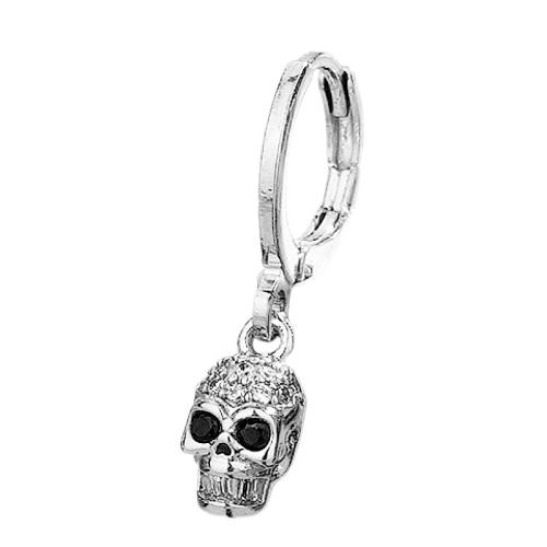 Terningformet Zirkon Micro Pave Messing Øreringe, Skull, forgyldt, Micro Pave cubic zirconia & for kvinde, platin farve, 22mm, Solgt af PC