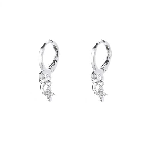 Ciúbach Zirconia Micrimhilseogra réiteodh Earring Prás, plátáilte, micrea réiteach zirconia ciúbach & do bhean, dath platanam, 20mm, Díolta De réir Péire