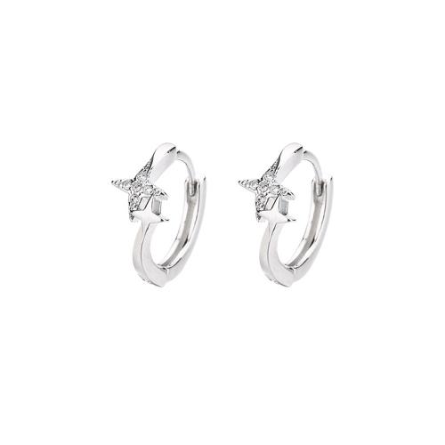 Ciúbach Zirconia Micrimhilseogra réiteodh Earring Prás, plátáilte, micrea réiteach zirconia ciúbach & do bhean, dath platanam, 14mm, Díolta De réir Péire