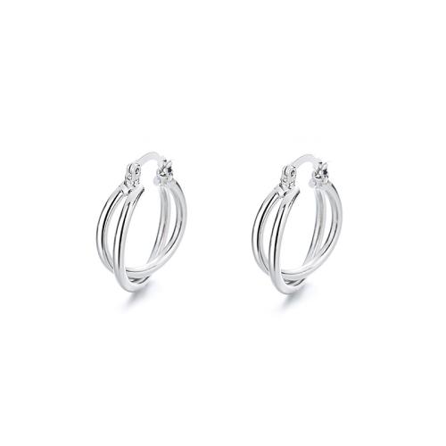 Messing Spring hoop oorbellen, plated, voor vrouw, platina kleur, 21mm, Verkocht door pair