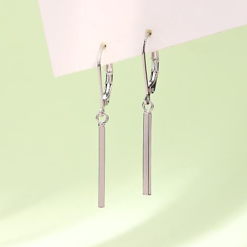 Huggie hoepel Drop Earrings, Messing, plated, voor vrouw, platina kleur, 40mm, Verkocht door pair