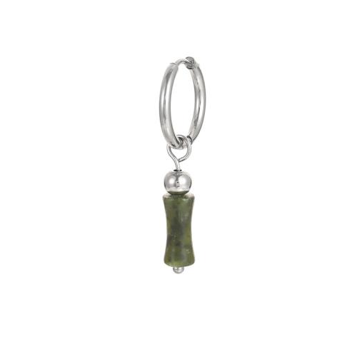 Huggie Hoop Drop Earring Brass with Peridot Stone plated for woman platinum color 30mm Sold By PC