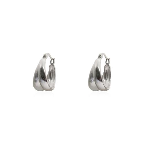 Messing Spring hoop oorbellen, plated, voor vrouw, platina kleur, 10x21mm, Verkocht door pair