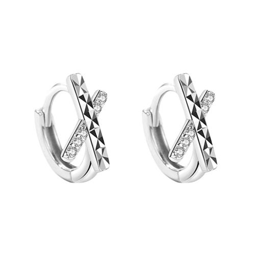 Ciúbach Zirconia Micrimhilseogra réiteodh Earring Prás, plátáilte, micrea réiteach zirconia ciúbach & do bhean, dath platanam, 13mm, Díolta De réir Péire