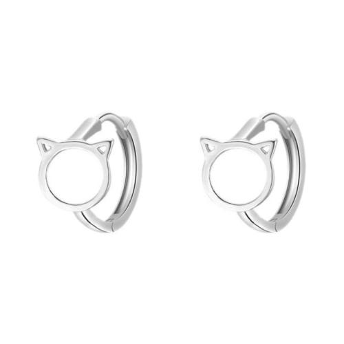 Messinki Leverback Korvakorut, päällystetty, naiselle, platina väri, Cat 10*9mm, inner diameter 11mm, Myymät Pair