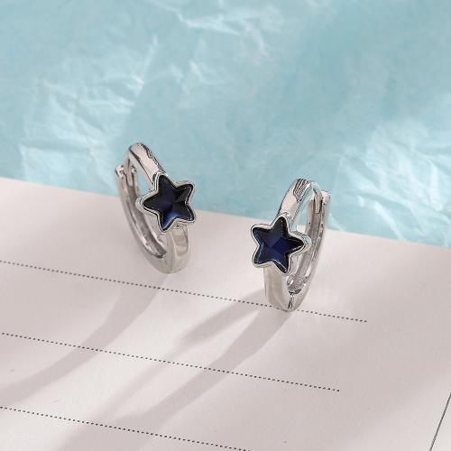 Boucles d'oreilles en laiton zircon cubique pavent, Placage, pavé de micro zircon & pour femme, couleur platine, 6x14mm, Vendu par paire