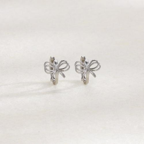 Prás Leverback Earring, Bowknot, plátáilte, do bhean, dath platanam, 14mm, Díolta De réir Péire