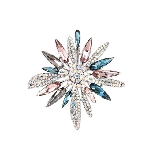 Crystal Brooch Brass with Austrian Crystal plated micro pave cubic zirconia & for woman silver color Sold By PC