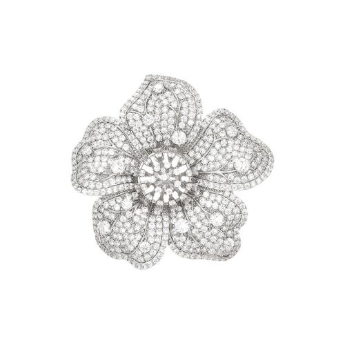 Fashion Broche Sieraden, Messing, plated, micro pave zirconia & voor vrouw, zilver, 53x55mm, Verkocht door PC