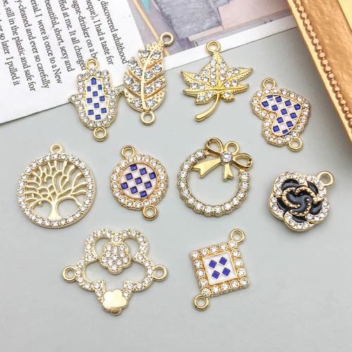 Zinc Alloy Enamel Pendants plated DIY & with rhinestone Sold By Bag