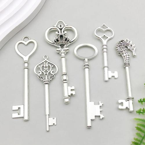 Cink ötvözet Key Medálok, Kulcs, galvanizált, DIY & különböző stílusokat a választás, több színt a választás, 100PC-k/Bag, Által értékesített Bag