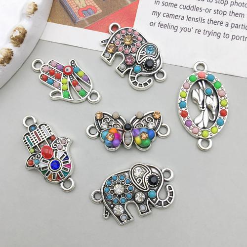 Zinc Alloy Connector plated DIY & with rhinestone & 1/1 loop Sold By Bag