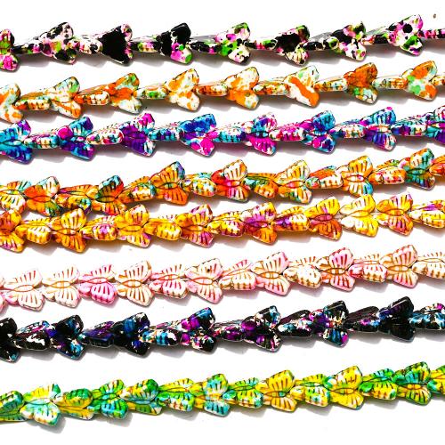 Grânulos de turquesas, Turquesa sintética, Borboleta, gradiente de cor & DIY, Mais cores pare escolha, 13x15mm, Aprox 25PCs/Strand, vendido por Strand