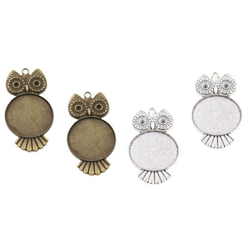 Zinc Alloy vedhæng Cabochon Setting, Owl, forgyldt, du kan DIY, flere farver til valg, nikkel, bly & cadmium fri, inner diameter:30mm, Ca. 100pc'er/Bag, Solgt af Bag