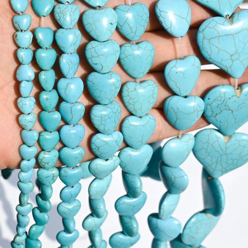 Perles turquoises, turquoise synthétique, coeur, DIY & normes différentes pour le choix, bleu, Vendu par brin