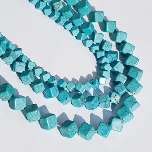 Χάντρες Turquoise, Συνθετικό Τυρκουάζ, Κύβος, DIY & διαφορετικό μέγεθος για την επιλογή, μπλε, Sold Με Strand