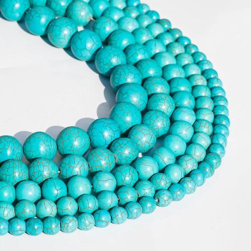 Χάντρες Turquoise, Συνθετικό Τυρκουάζ, Γύρος, DIY & διαφορετικό μέγεθος για την επιλογή, μπλε, Sold Με Strand