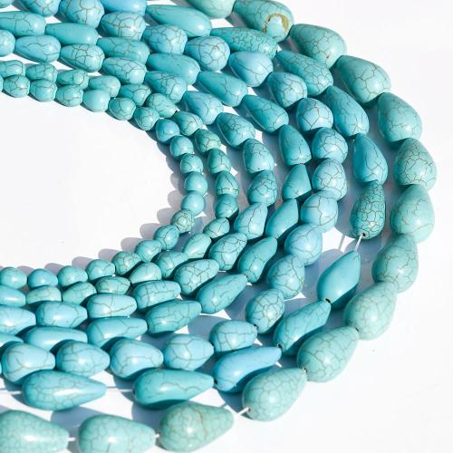 Χάντρες Turquoise, Συνθετικό Τυρκουάζ, Teardrop, DIY & διαφορετικό μέγεθος για την επιλογή, μπλε, Sold Με Strand