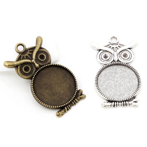 Zinc Alloy vedhæng Cabochon Setting, Owl, forgyldt, du kan DIY, flere farver til valg, nikkel, bly & cadmium fri, inner diameter:20mm, Ca. 100pc'er/Bag, Solgt af Bag