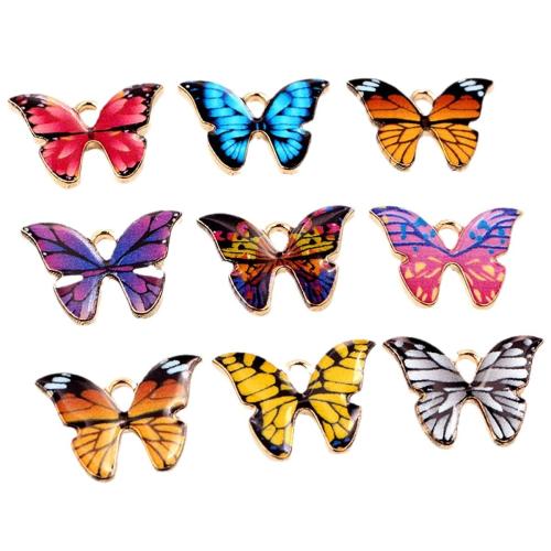 Zinc Alloy Enamel Pendants Butterfly gold color plated DIY nickel lead & cadmium free Approx Sold By Bag