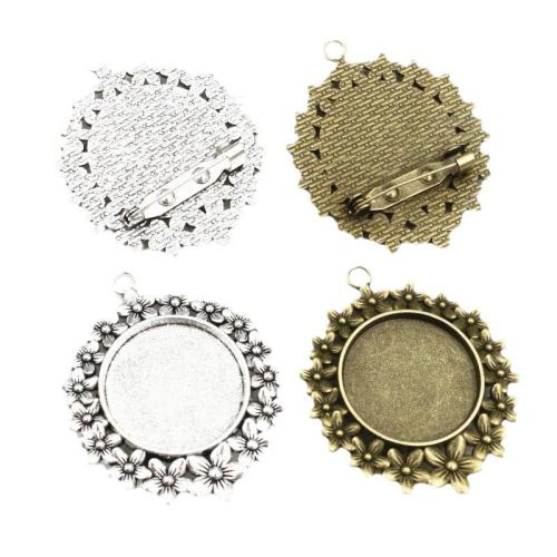 Zinc Alloy Broche Finde, Flower, forgyldt, du kan DIY, flere farver til valg, nikkel, bly & cadmium fri, inner diameter:25mm, Ca. 100pc'er/Bag, Solgt af Bag