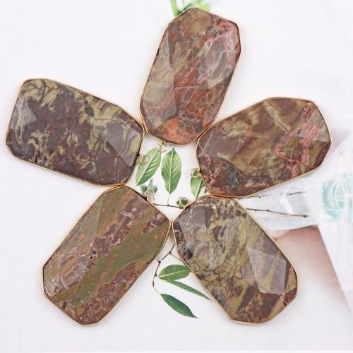 Gemstone Pendants Jewelry Natural Stone with Brass DIY mixed colors Sold By PC