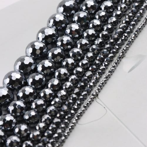 Gemstone Jewelry Beads Hematite Round DIY black Sold By Strand