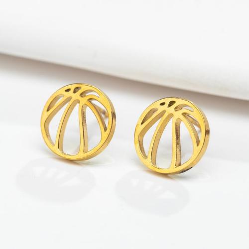 Stainless Steel Stud Earrings 304 Stainless Steel Basketball plated fashion jewelry & Unisex & hollow Sold By Pair