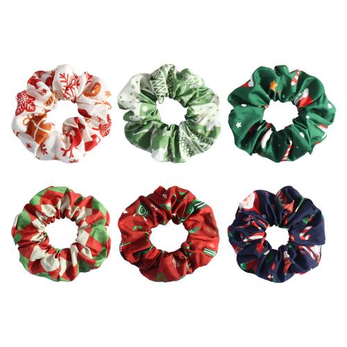 Hair Scrunchies Cloth with Rubber Band handmade Christmas Design & for woman Sold By PC