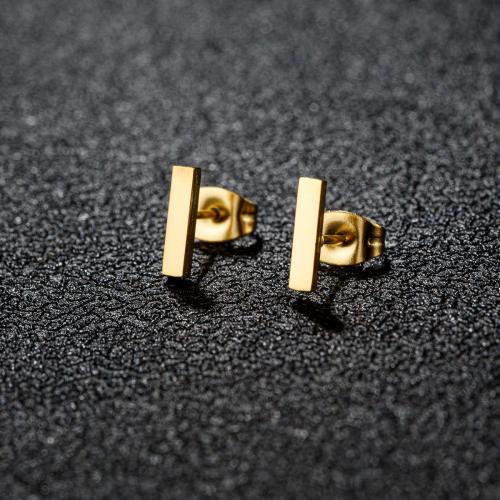 Stainless Steel Stud Earrings 304 Stainless Steel Rectangle plated fashion jewelry & Unisex Sold By Pair