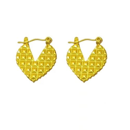 Acier inoxydable Levier Retour Earring, Acier inoxydable 304, coeur, Plaqué or 18K, bijoux de mode & pour femme, Vendu par paire