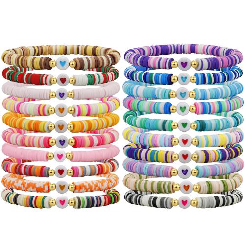 Pulseras de Moda, Arcilla polimero, con Hilo elástico, hecho a mano, Joyería & para mujer, más colores para la opción, longitud aproximado 17 cm, Vendido por UD