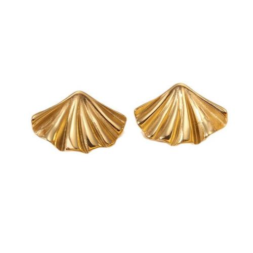 Stainless Steel Stud Earrings 304 Stainless Steel Shell 18K gold plated fashion jewelry & for woman Sold By Pair