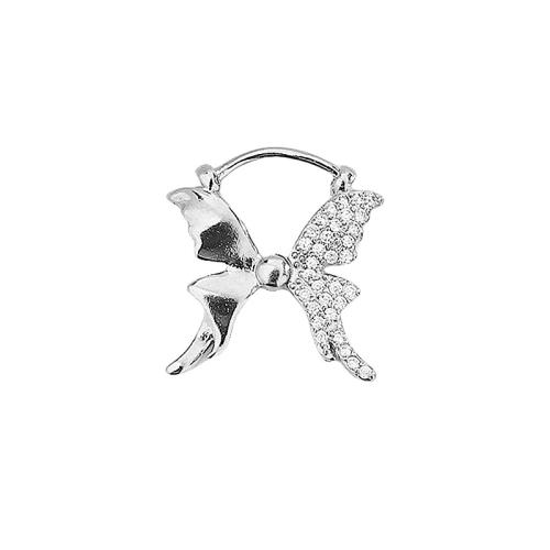 Terningformet Zirkon Micro Pave Messing Øreringe, Butterfly, forgyldt, Micro Pave cubic zirconia & for kvinde, platin farve, 18x17mm, Solgt af par