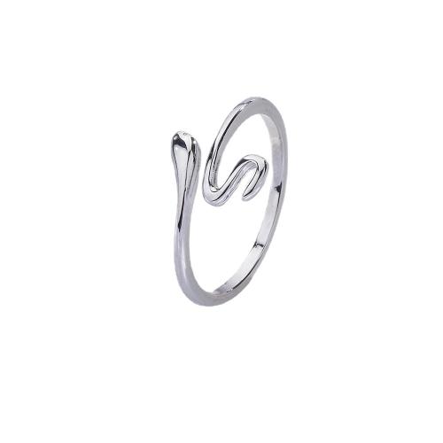 Brass Finger Ring Snake plated for woman platinum color Sold By PC