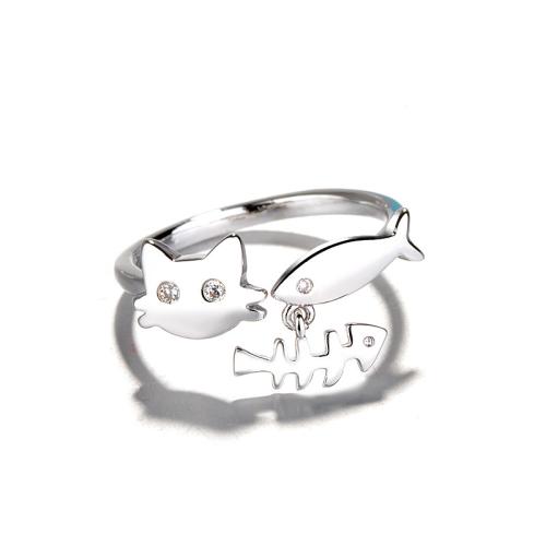 Kubieke Circonia Micro Pave Brass Ring, Messing, plated, micro pave zirconia & voor vrouw, platina kleur, Verkocht door PC