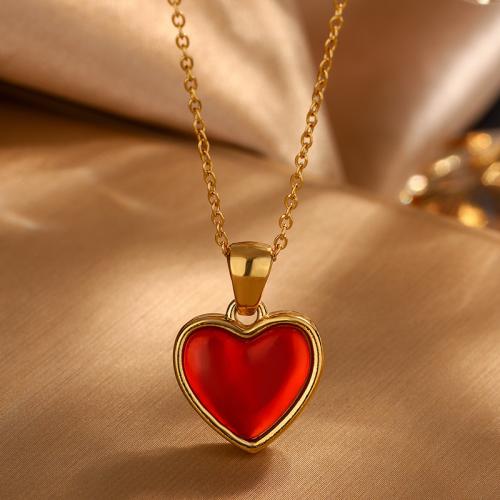 Stainless Steel Jewelry Necklace 304 Stainless Steel with Shell & Resin plated fashion jewelry & for woman Sold By PC